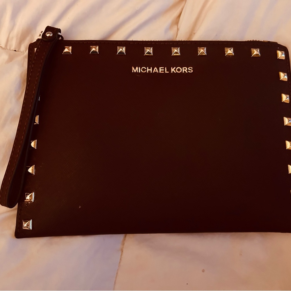 Michael Kors Dark Brown Studded Clutch